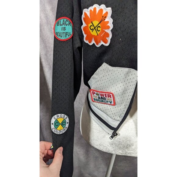 Cross Colours Black Pride Patch Black And Grey Zip Up Hoodie Size XS - Picture 15 of 16